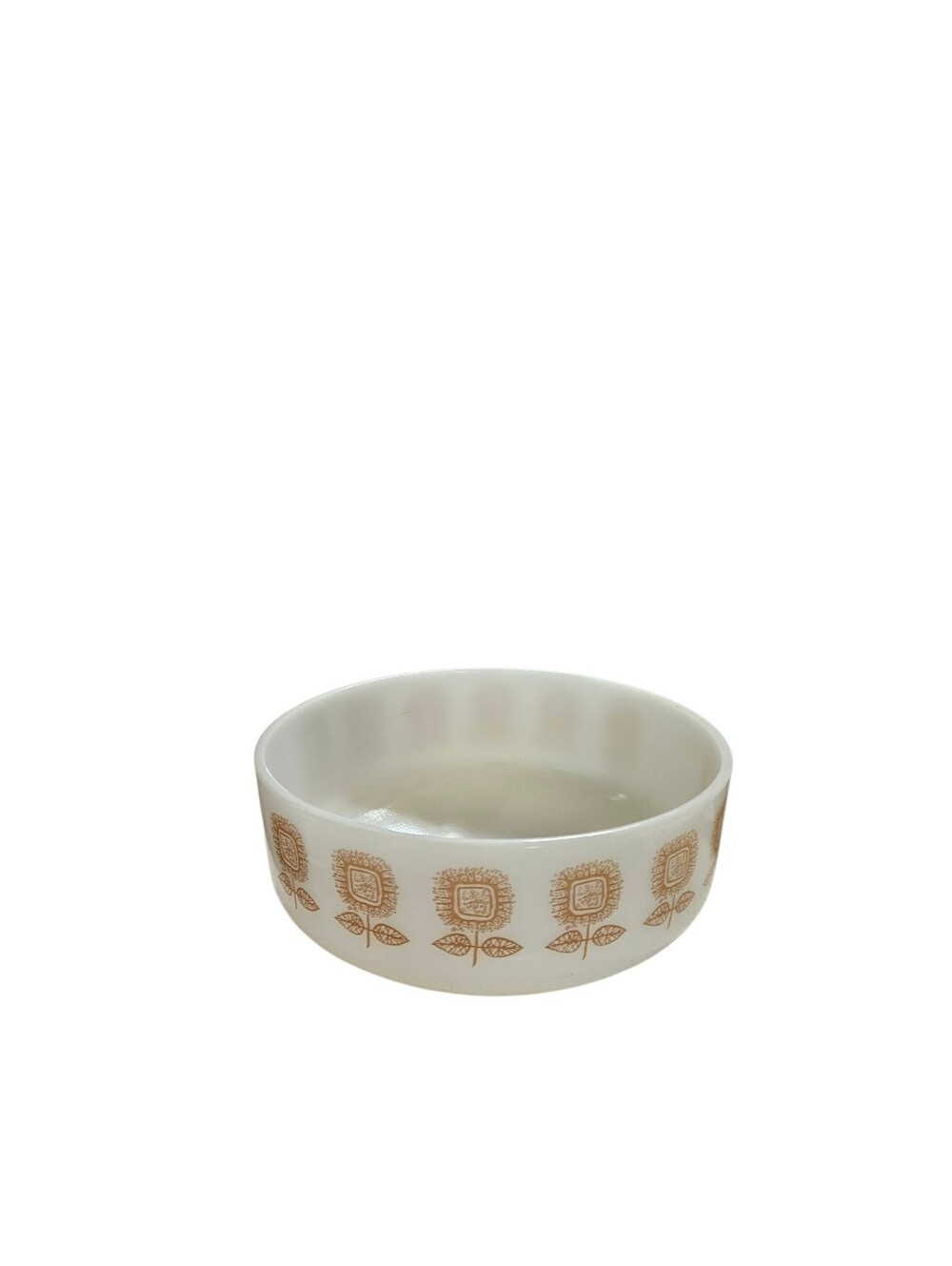 Vintage Sunflower Federal White MILK Glass Mixing Bowl 2.5 Quarts